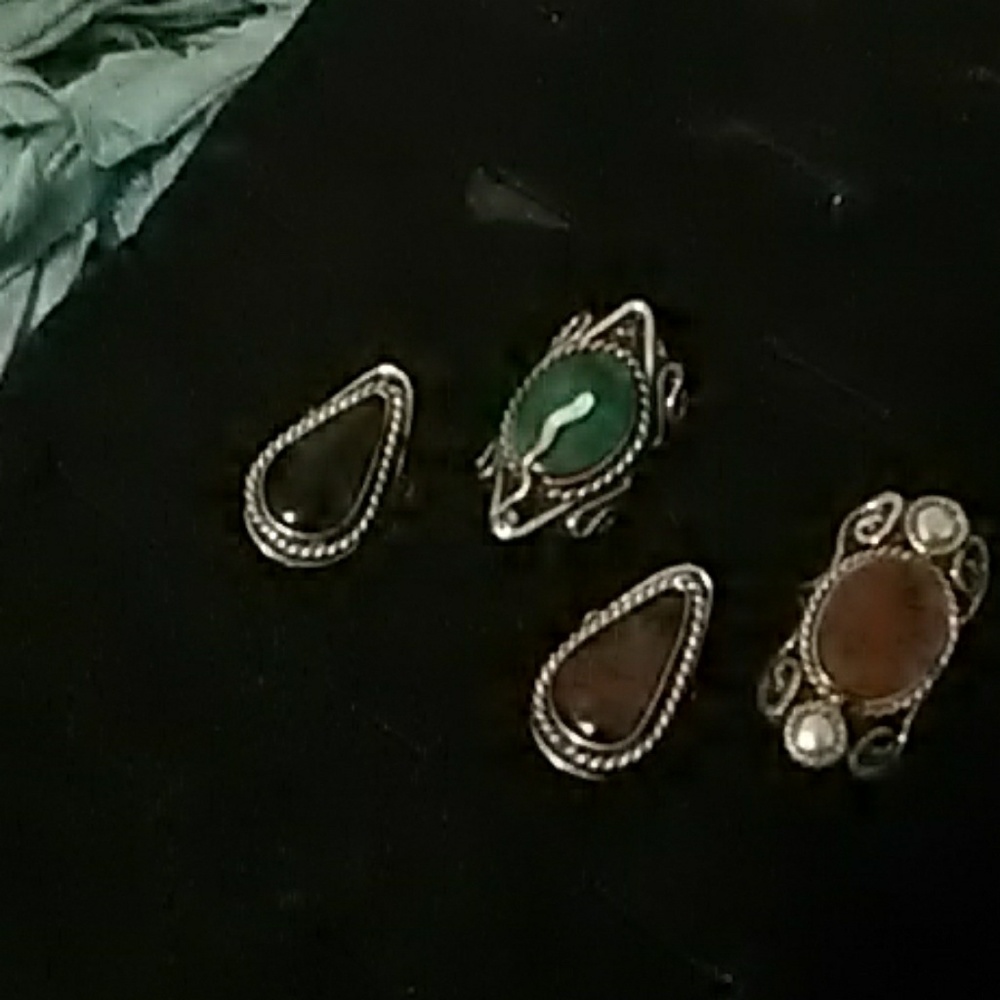 Peruvian Silver Stone Rings - Picture 2 of 5